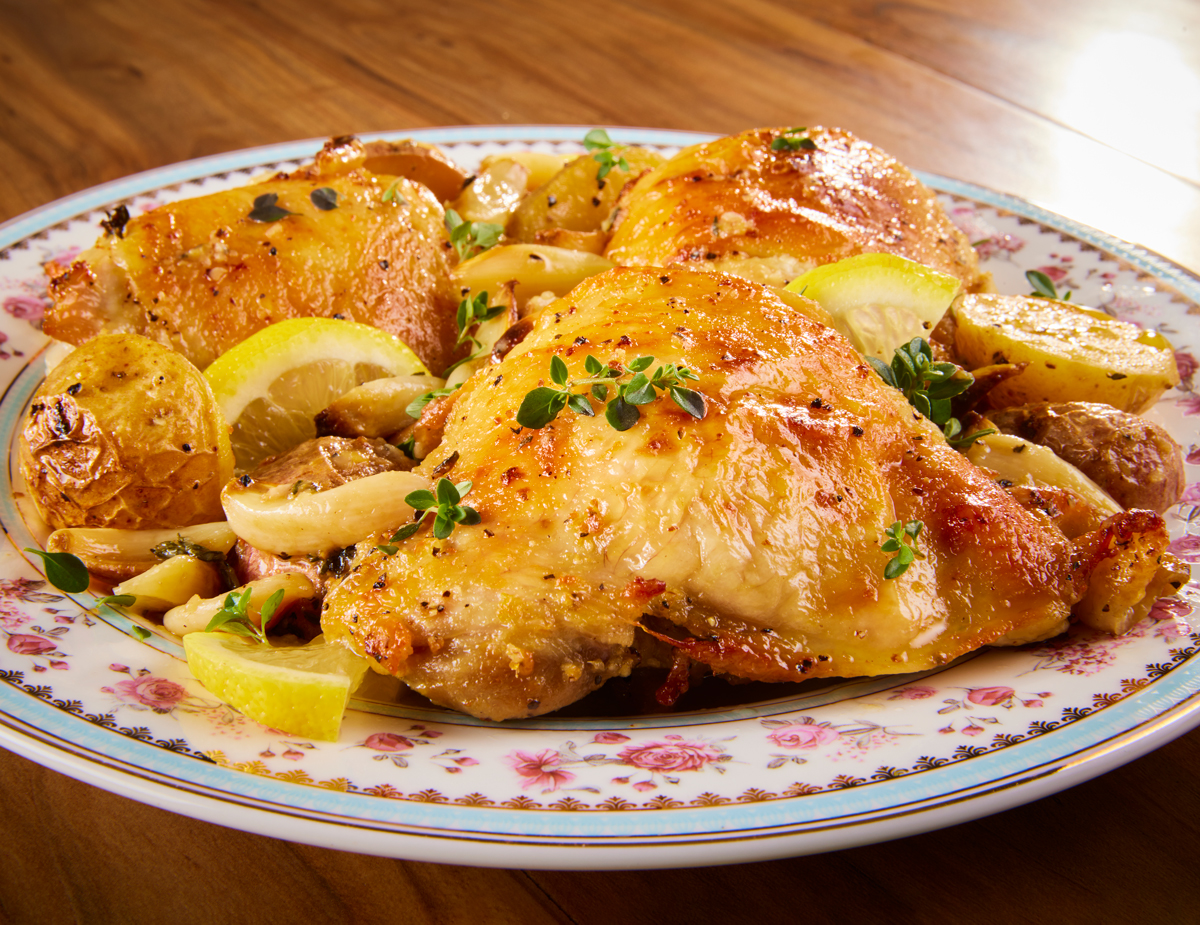 Triple Garlic Chicken Lemon Thyme Potatoes