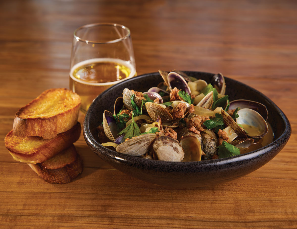 Clams with Chorizo and Oregon Hard Cider