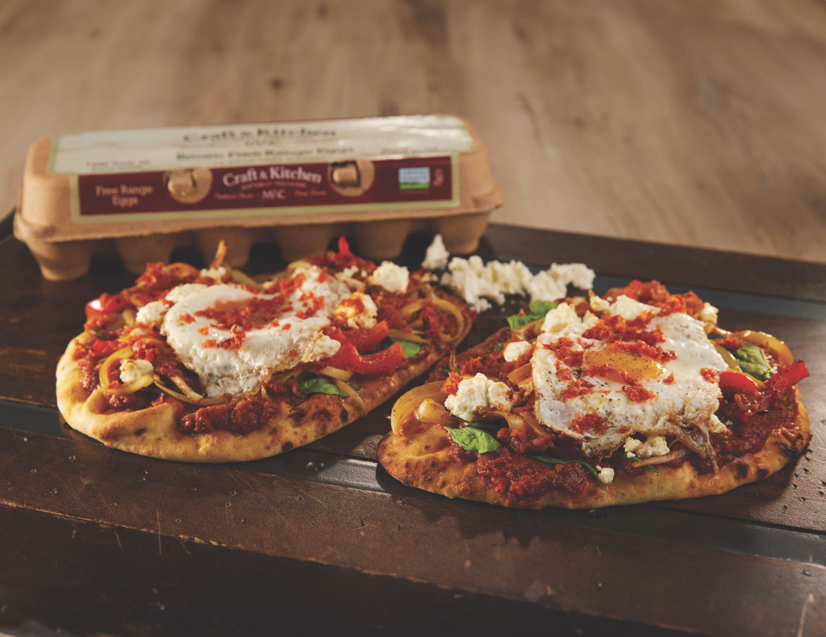 Shakshuka Pizza with Feta and Spinach