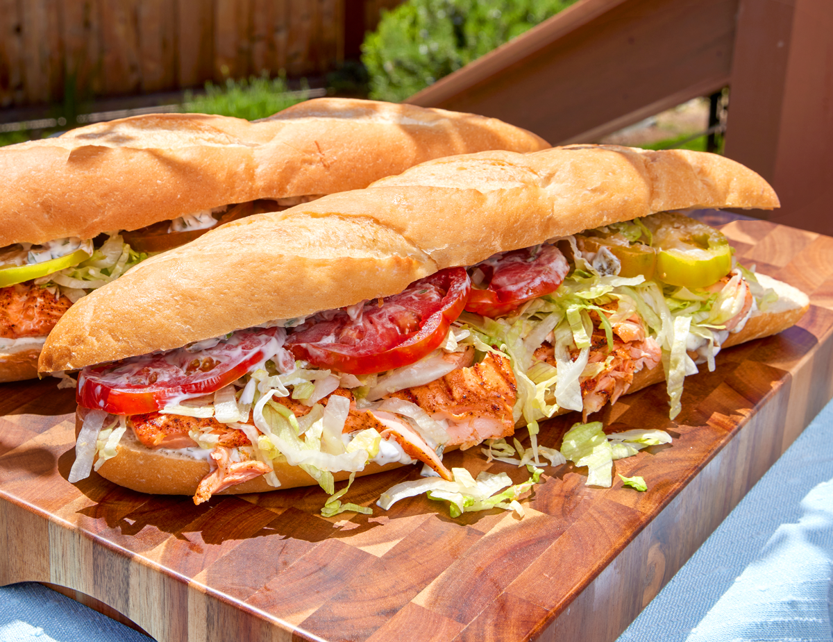 Grilled Kvaroy Salmon Po’ Boy